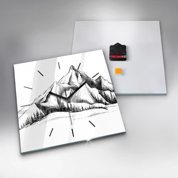 Skleněné hodiny čtvercové Kreslené hory