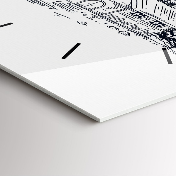 Skleněné hodiny čtvercové Kreslené město