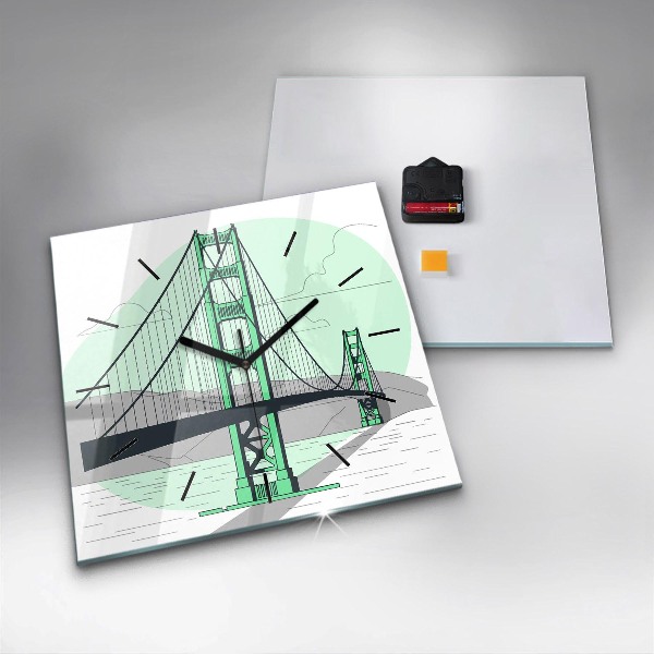 Skleněné hodiny čtvercové Zelený most