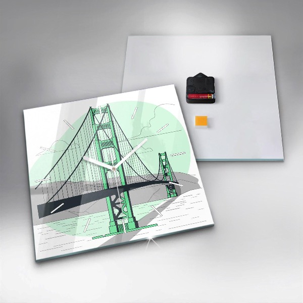 Skleněné hodiny čtvercové Zelený most