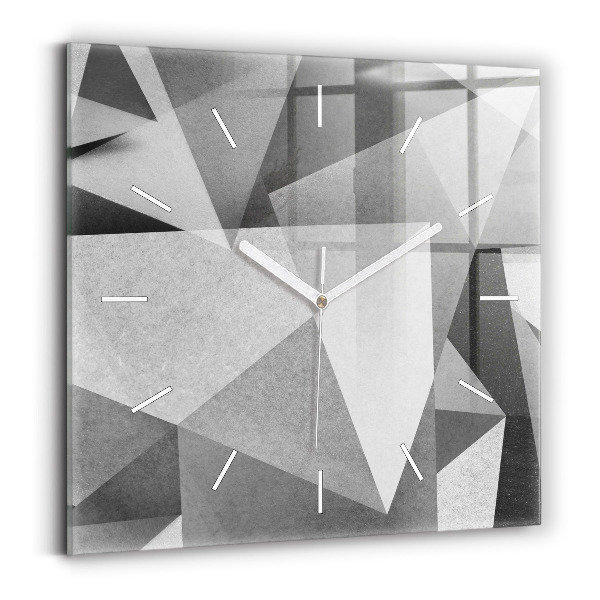 Skleněné hodiny čtvercové Šedá geometrická abstrakce