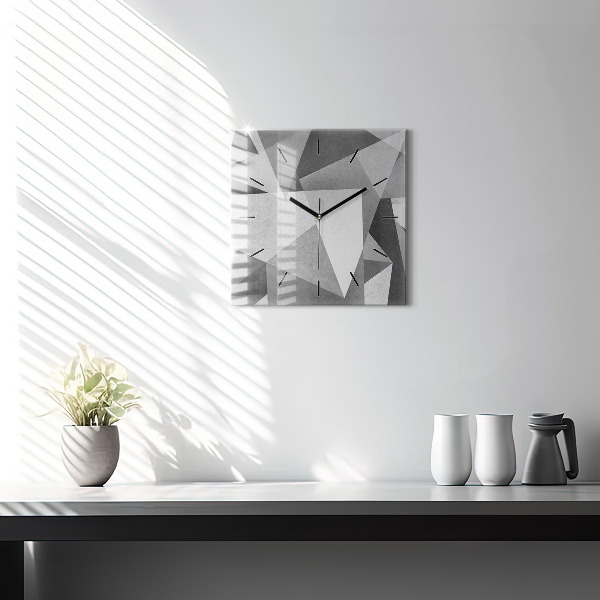 Skleněné hodiny čtvercové Šedá geometrická abstrakce