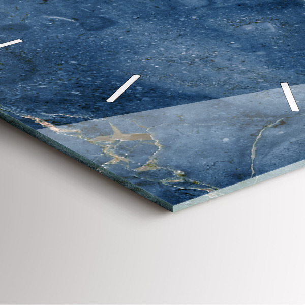 Skleněné hodiny čtvercové Textura modrého mramoru