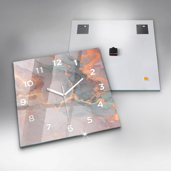 Skleněné hodiny čtvercové Mramorová textura