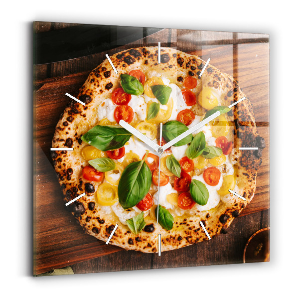 Čtvercové nástěnné hodiny Italská pizza