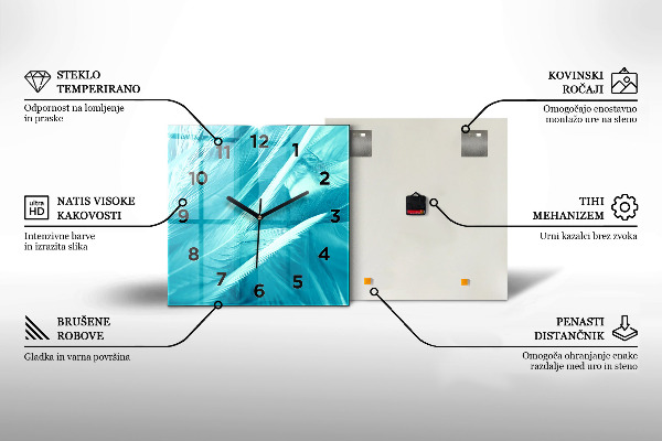 Čtvercové nástěnné hodiny Italská pizza