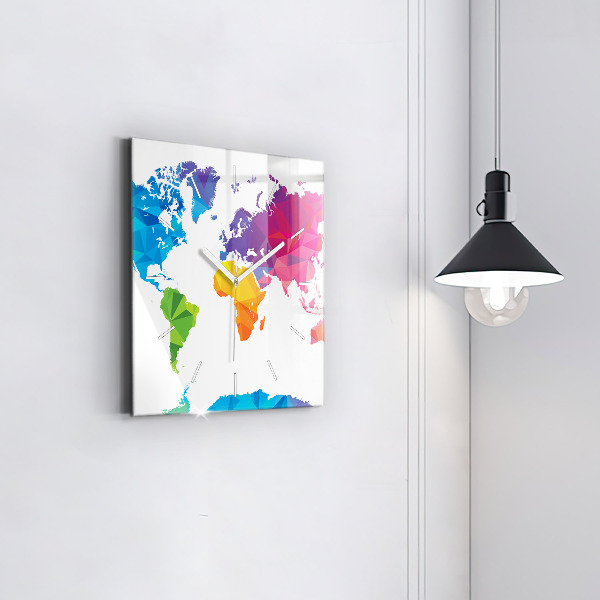 Skleněné hodiny čtvercové Abstraktní mapa světa