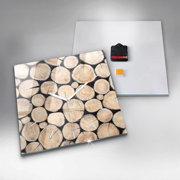 Skleněné hodiny čtvercové Odříznutý kmen stromu