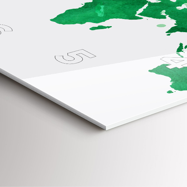 Skleněné hodiny čtvercové Zelená mapa světa