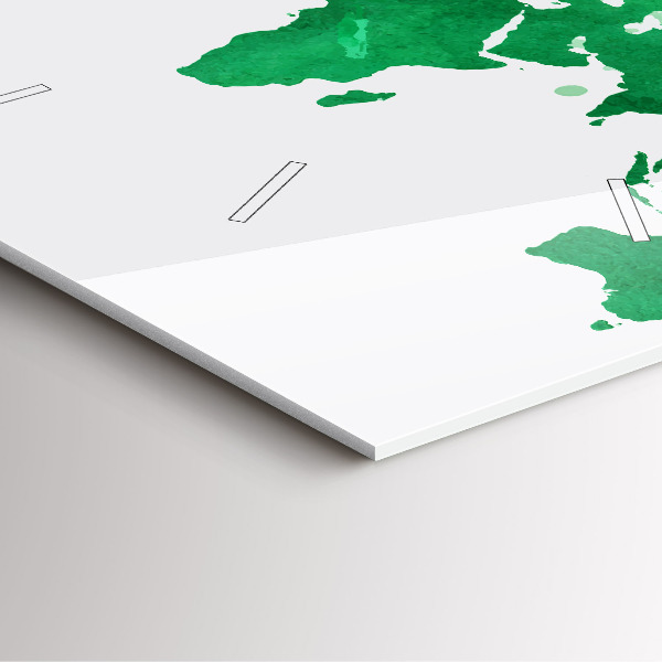 Skleněné hodiny čtvercové Zelená mapa světa