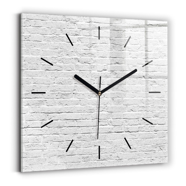 Skleněné hodiny čtvercové Světlá cihlová zeď