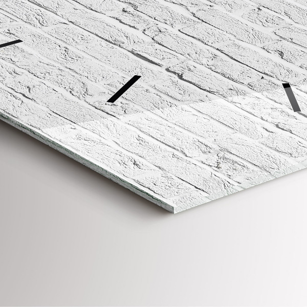 Skleněné hodiny čtvercové Světlá cihlová zeď