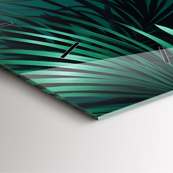 Čtvercové nástěnné hodiny Tropické listy