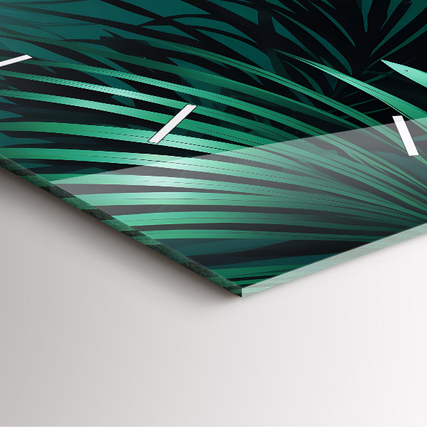 Čtvercové nástěnné hodiny Tropické listy