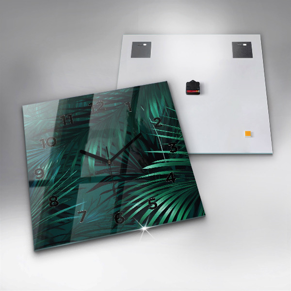 Čtvercové nástěnné hodiny Tropické listy