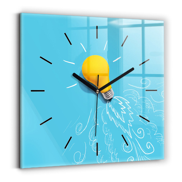 Čtvercové nástěnné hodiny Kresba žárovky