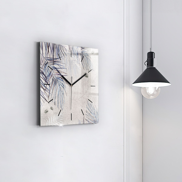 Čtvercové nástěnné hodiny Palmový list