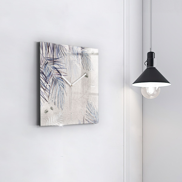 Čtvercové nástěnné hodiny Palmový list