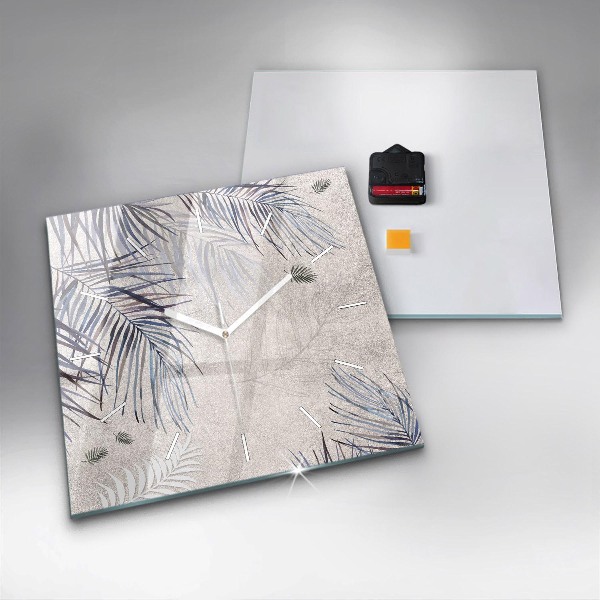 Čtvercové nástěnné hodiny Palmový list