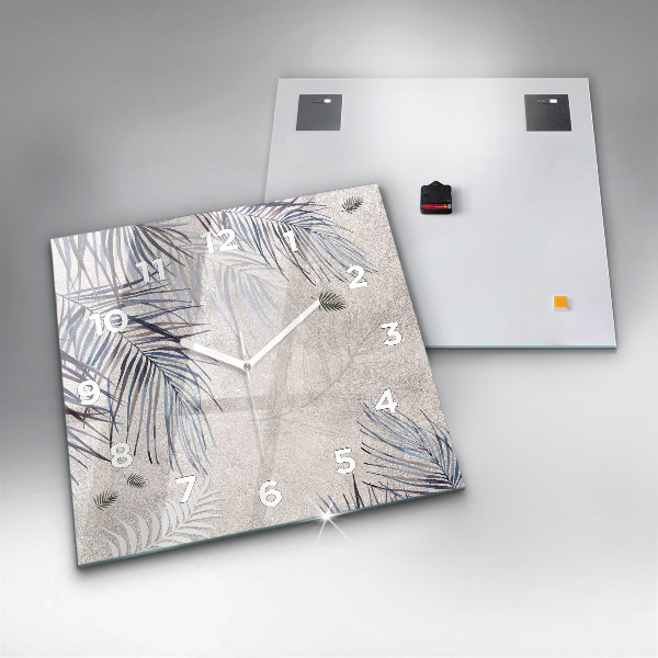 Čtvercové nástěnné hodiny Palmový list