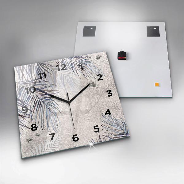 Čtvercové nástěnné hodiny Palmový list