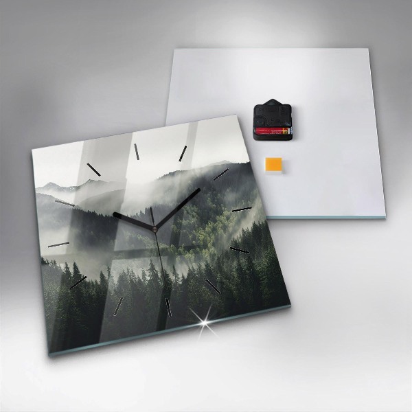 Čtvercové nástěnné hodiny Lesní krajina