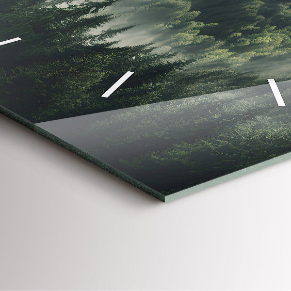 Čtvercové nástěnné hodiny Lesní krajina