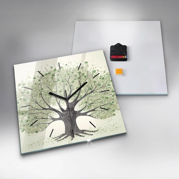 Čtvercové nástěnné hodiny Velký strom příroda