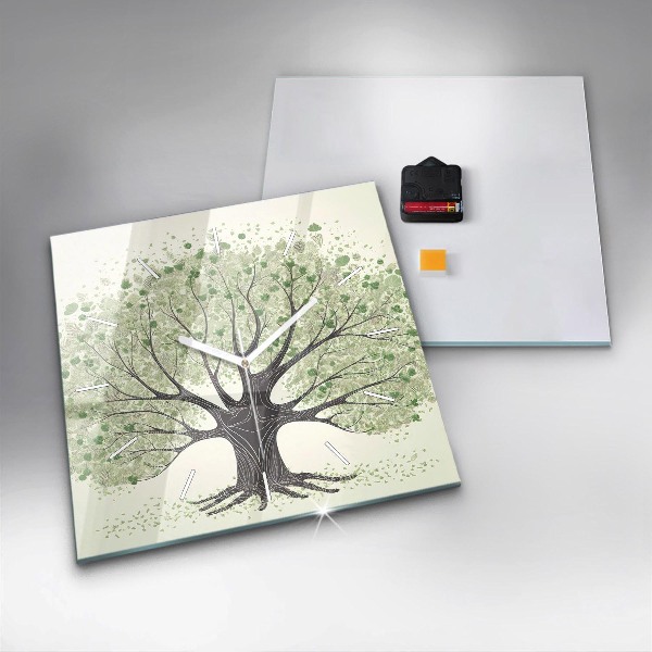 Čtvercové nástěnné hodiny Velký strom příroda