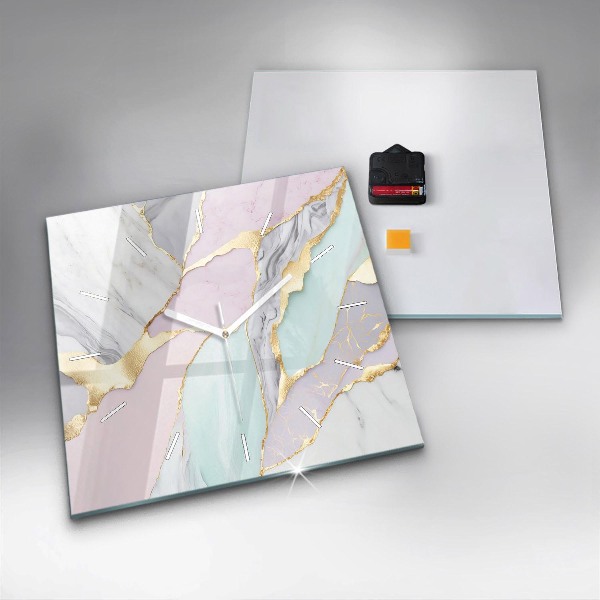 Čtvercové nástěnné hodiny Mramorový vzor