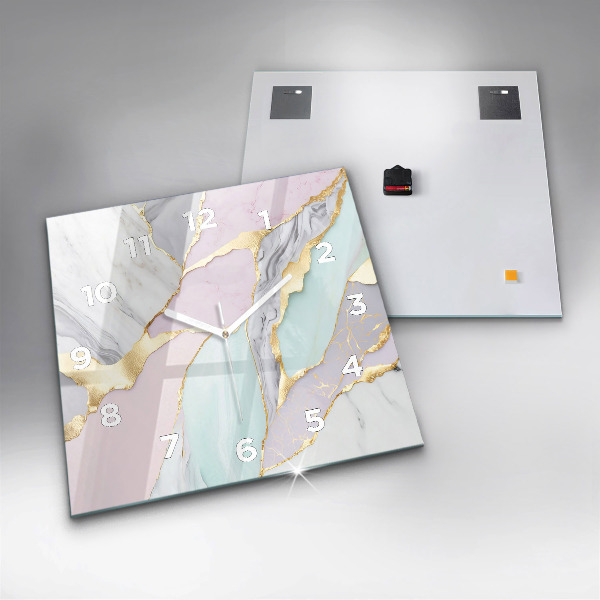 Čtvercové nástěnné hodiny Mramorový vzor