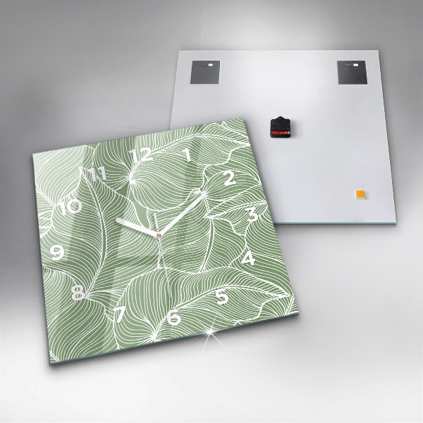 Čtvercové nástěnné hodiny Vzor přírodních listů