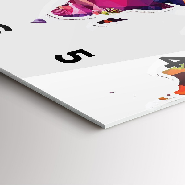 Čtvercové nástěnné hodiny Trojúhelníky na mapě světa