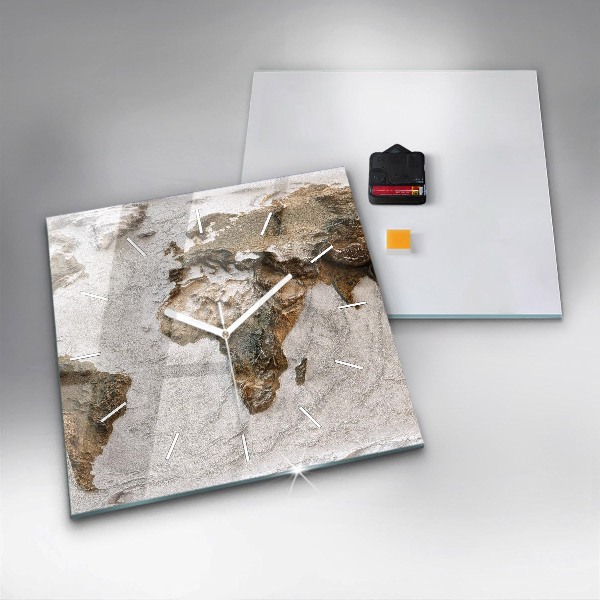 Čtvercové nástěnné hodiny Stará mapa světa