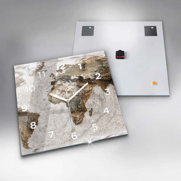 Čtvercové nástěnné hodiny Stará mapa světa