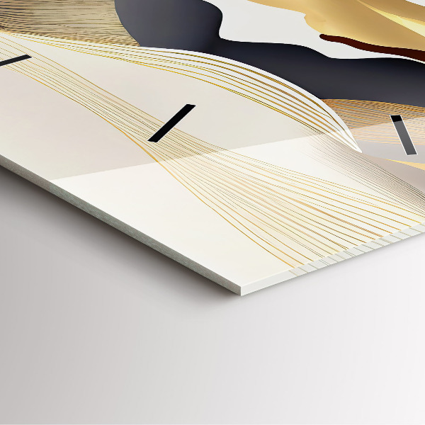 Čtvercové nástěnné hodiny Abstraktní zlaté hory