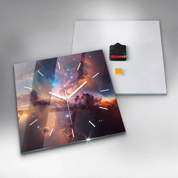 Čtvercové nástěnné hodiny Kosmický svět hvězd