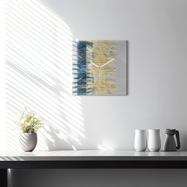 Čtvercové nástěnné hodiny Dekorativní vzor a zlato