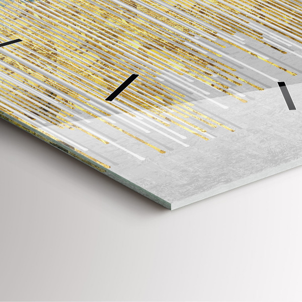 Čtvercové nástěnné hodiny Dekorativní vzor a zlato