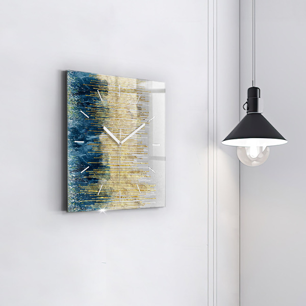 Čtvercové nástěnné hodiny Dekorativní vzor a zlato