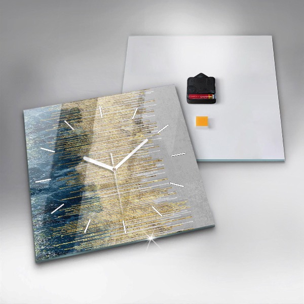 Čtvercové nástěnné hodiny Dekorativní vzor a zlato