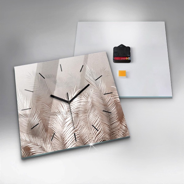 Čtvercové nástěnné hodiny Tropické boho listy