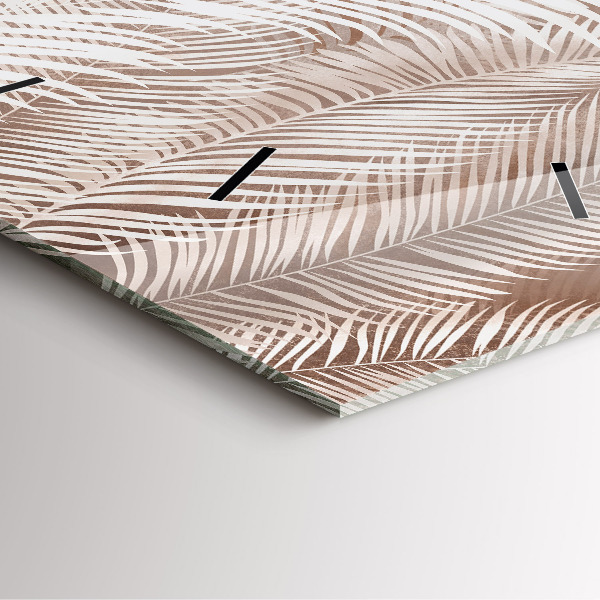 Čtvercové nástěnné hodiny Tropické boho listy