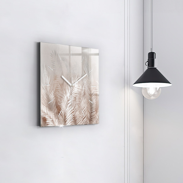 Čtvercové nástěnné hodiny Tropické boho listy