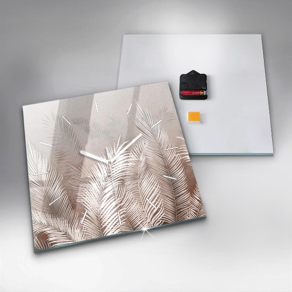 Čtvercové nástěnné hodiny Tropické boho listy