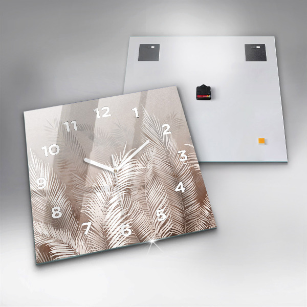 Čtvercové nástěnné hodiny Tropické boho listy