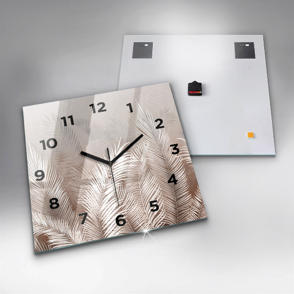 Čtvercové nástěnné hodiny Tropické boho listy