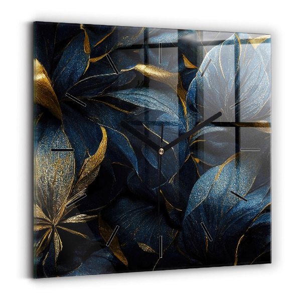 Čtvercové nástěnné hodiny Dekorativní květiny