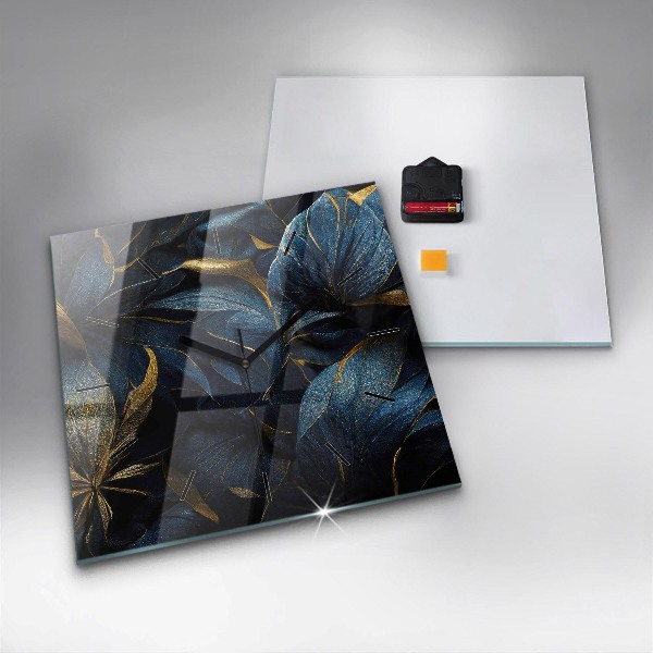 Čtvercové nástěnné hodiny Dekorativní květiny