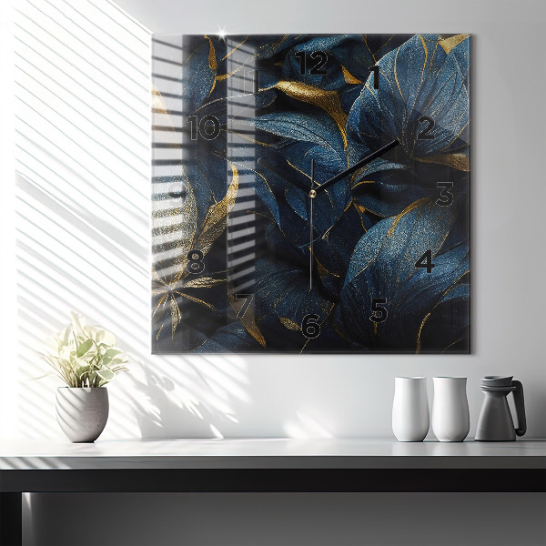 Čtvercové nástěnné hodiny Dekorativní květiny